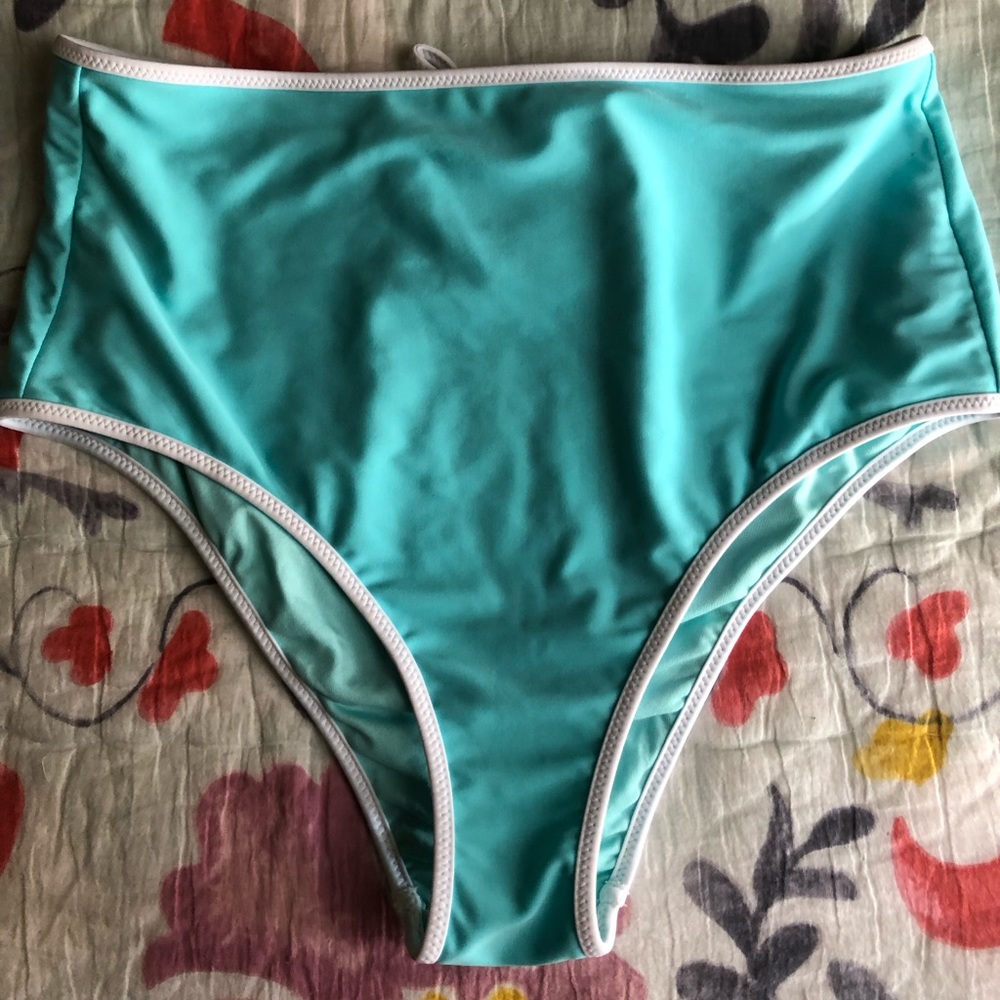 Aerie Swim high rise bottoms, teal, medium, nwot - Picture 1 of 3